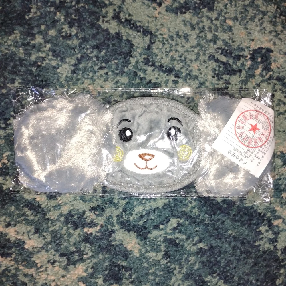 Gray Plush Animal Kids Facemask